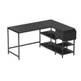thumbnail image 1 of Pemberly Row L-Shaped Desk with Drawers - Shelves and Organizer - Black, 1 of 11