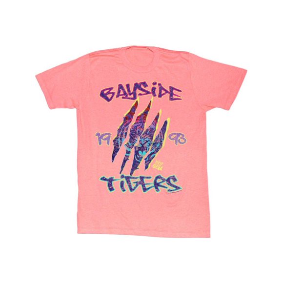 Saved By The Bell 1993 Bayside Tigers T-Shirt Adulte Claw Rip Coral Heather