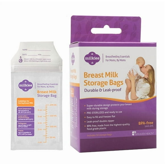 Milkies Breast Milk Storage Bags, 50 Bags