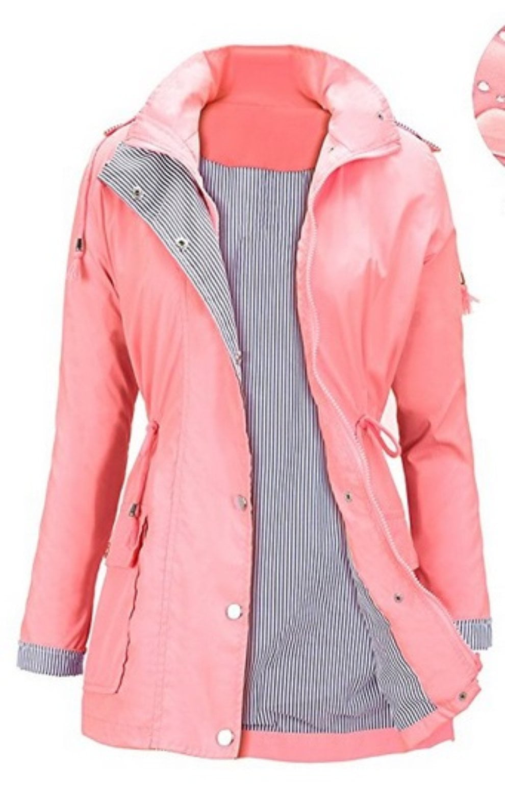 Gelert Womens Fairlight Jacket Waterproof Coat Top Lightweight Hooded Zip Stripe 
