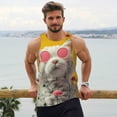 thumbnail image 6 of Gukieu Floral Sunglasses Cat Art Print Men's Quick Dry Fitness Vest, Round Neck Sleeveless Fitness Bodybuilding Top-Large, 6 of 7