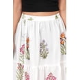 thumbnail image 3 of Women White Cotton Maxi Skirt with Multicolor Floral Block Print & Elastic Waist - XL, 3 of 5