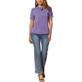 thumbnail image 2 of INSPIRAR CHIC Blusas de Verano para Mujeres de Color Sólido con Lazo en el Cuello y Mangas Cortas para Usar en el Trabajo Violeta L, 2 of 6