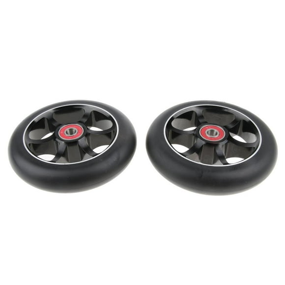 S SERENABLE Scooter Wheels 110mm Pair Aluminum Scooter Wheels - Pro Scooter Wheels Black