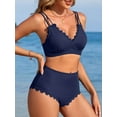 thumbnail image 5 of Bikini Sets for Women Scalloped Trim Swimsuits High Waisted Tummy Control Two Piece Bathing Suits 2025, 5 of 6