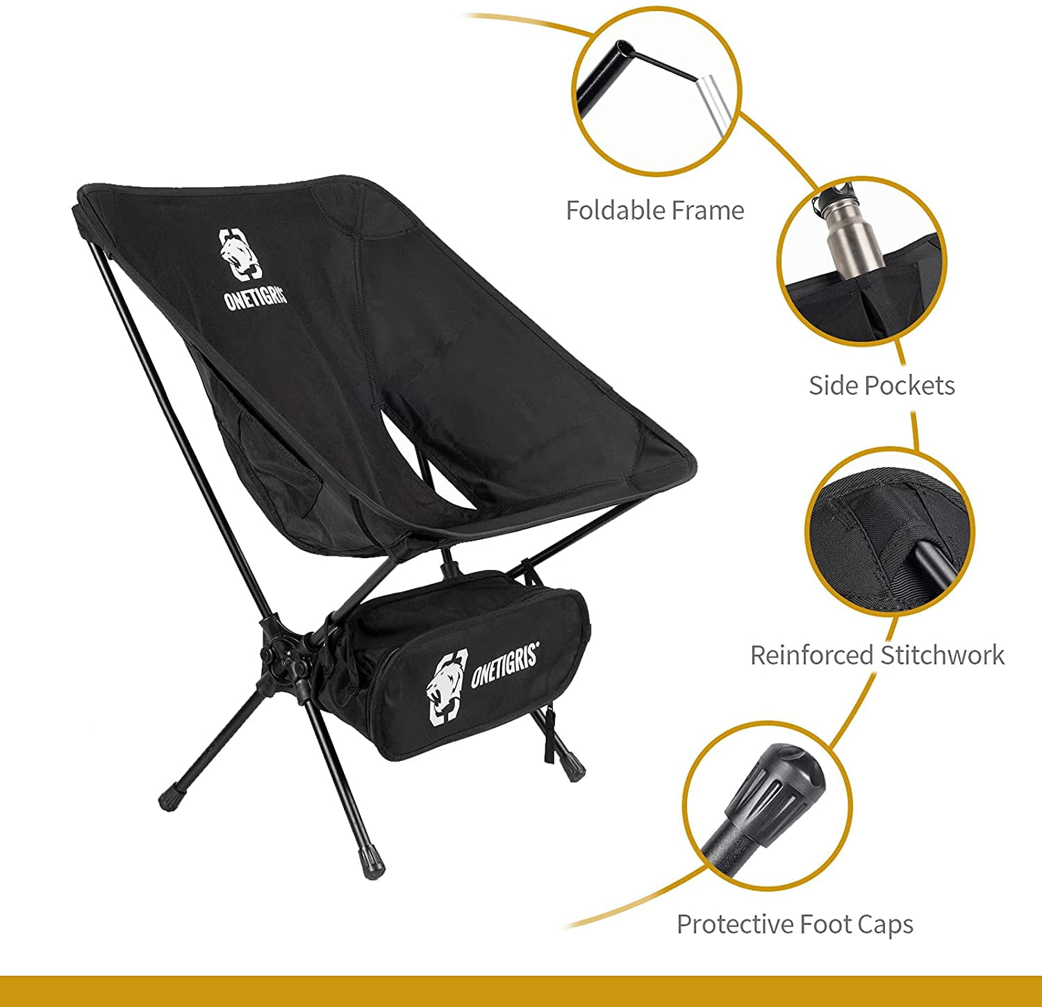 OneTigris Camping Backpacking Chair, 330 lbs Capacity, Compact