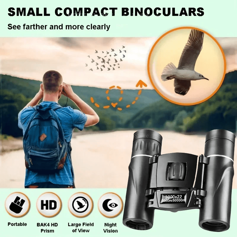 3000x22 Zoom Telescope Professional BAK4 HD Powerful Binoculars Long Range Portable Outdoor Folding FMC Binocular Camping Travel