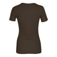 thumbnail image 4 of WULMLEO Womens Summer Short Sleeve T-Shirt Ribbed Knit Crew Neck Slim Fitted Basic Casual Top Brown L, 4 of 5