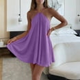 thumbnail image 2 of EYNMVR Women's Mini Dress Halter Neck Sleeveless Tie Backless Swing Flowy Beach Dresses Summer Vacation Clothes, 2 of 4