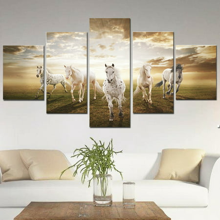 5Pcs Running Horse Oil Painting Picture Canvas Prints Modern Abstract Home Wall Art Sticker Decor No Frame Christmas