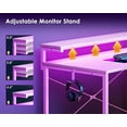 thumbnail image 5 of 48 Inch Gaming Desk with Storage & Led Lights, Computer Desk with Shelf, Reversible Gamer Desk with Adjustable Monitor Stand, Carbon Fiber Texture Pink, 5 of 17