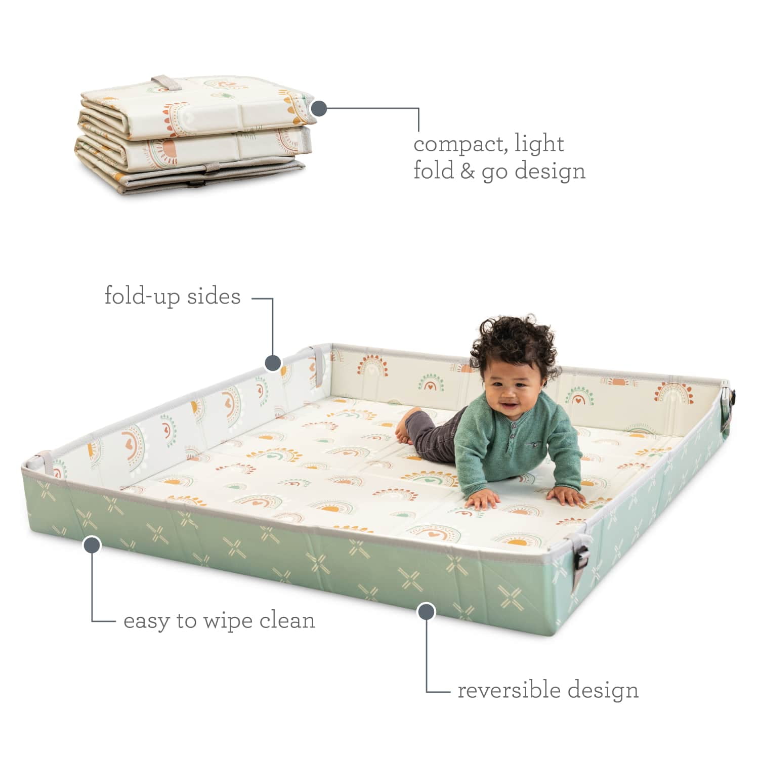 Infantino Rainbow Foldable Soft Foam Mat 59", for Babies & Toddlers, Multicolor