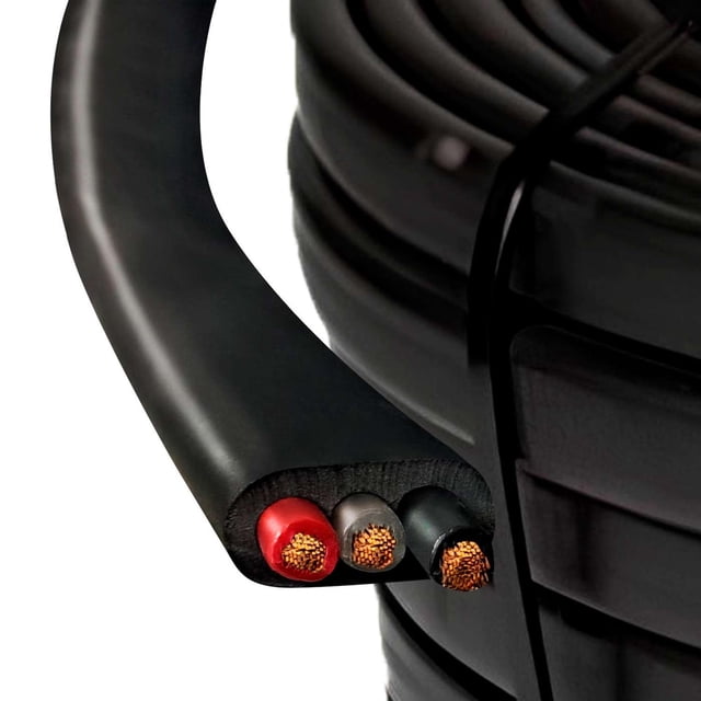 Rollo 10M Cable Plano P/Bomba Sumergible 600V Cal 12 AWG 65 Hilos negro 600V