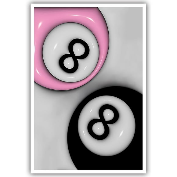 Balles de Billard 8 Balles Couple Art Imprimé Rose et Noir Affiche Tendance Impression Preppy Toile Y2K Décoration de Chambre Dortoir Universitaire Art Mural Esthétique Bar de Billard Hall Décor 12x16 Pouces Non Encadré