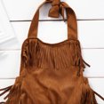 thumbnail image 3 of LMLYSoH Baby Girls Summer Sleeveless Romper Off Shoulder Backless Tassel Suede Jumpsuit Infant Hanging Neck One-piece Clothes, 3 of 3