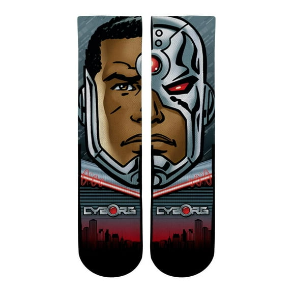 Rock Em Elite Cyborg Split Face Super Hero Crew Socks (L/XL)