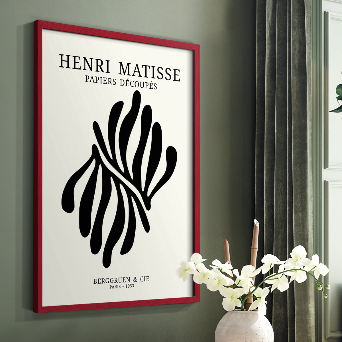 Matisse CDIX in Red Solid Wood Framed Print No Nail Hanging