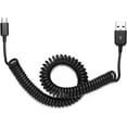 thumbnail image 5 of 2-in-1 Car Home Charger Coiled USB Cable for Motorola Razr (2023)/(2024)/Plus (2023)/(2024) - Micro-USB to USB-C Adapter Charger Cord Power Wire Black Folding Prongs, 5 of 7