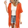 thumbnail image 4 of Breezora Women's Hollow Out Knit Cardigan Short Sleeve Fringe Tassel Lightweight Cover Up Shawl Wrap for Summer, 4 of 10