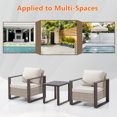 thumbnail image 6 of MeetLeisure Outdoor Wicker Metal Chairs Set of 2 with Side Table, 3 Pieces Patio Bistro Set with Removable Olefin Cushions & Wood-Looking Metal Armrest, Beige, 6 of 9