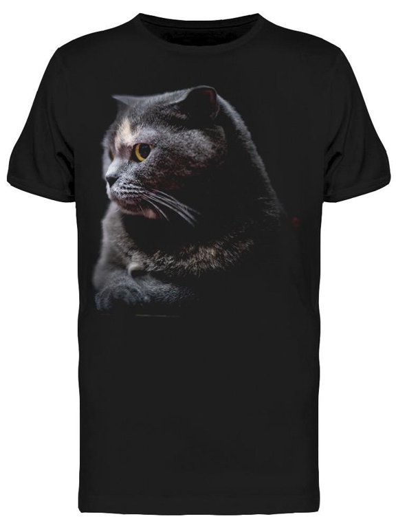 Misterious Cat In Darkness T-Shirt Men -Image by Shutterstock Men T-Shirt, Male Small