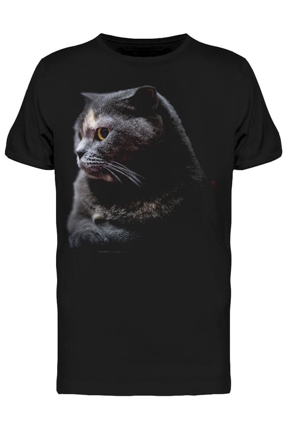 Misterious Cat In Darkness T-Shirt Men -Image by Shutterstock Men T-Shirt, Male Small
