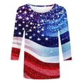 thumbnail image 4 of Htigea Fourth of July Tops for Women 3/4 Sleeve 1776-2026 Shirts Star Striped Print Tees Independence Day 250th Anniversary T-Shirts 01 Multicolor XL, 4 of 5