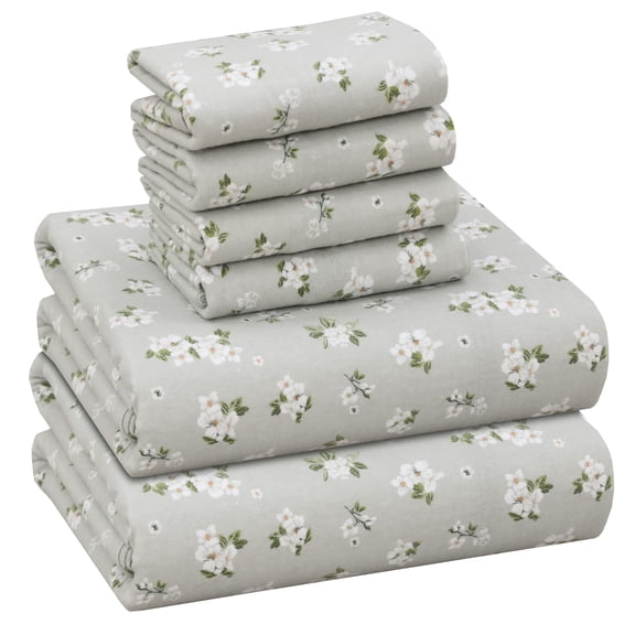 Ruvanti Flannel Sheets Queen Size 6 Pcs - 100% Cotton Double Brushed Bed Sheets, Deep Pockets 16 Inches Queen Sheet Set, All Seasons Breathable, Extra Soft & Comfy, Weeping Willow