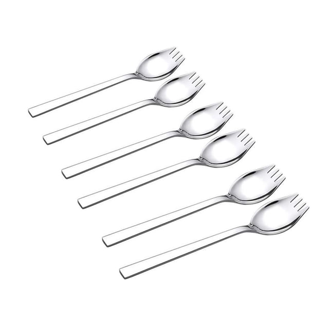 6-Pack acero inoxidable 18/10 Spork – 2 en 1 cuchara y tenedor Set de cubiertos para uso diario