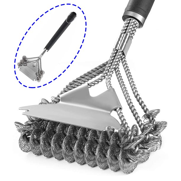Grill Brush and Scraper Bristle Free Safe BBQ Brush 16.5" Sturdy Stainless Grill Grate Cleaner