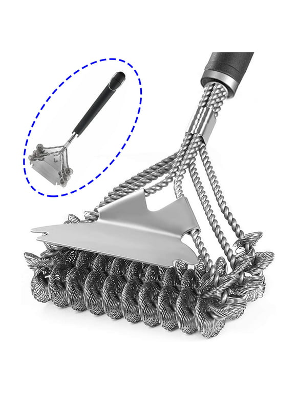 HTB Grill Brush and Scraper Bristle Free  Safe BBQ Brush for Grill  16.5'' Stainless Grill Grate Cleaner  Safe Grill Accessories for Porcelain/Weber Gas/Charcoal Grill  Gifts for Grill Wizard