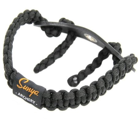 SUNYA Archery Bow Wrist Sling 550 Paracord Strap Comfortable on Hand.Fit Bow Stabilizer. Full Grain Leather Yoke with Brass Accessories. Mutiple Camo Loop Colors