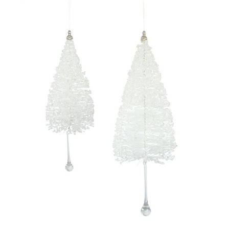 Pack of 8 Artificial White Christmas Tree with Drop