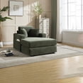 thumbnail image 4 of FFZ Corduroy Upholstered Chaise Lounge Sofa with Detachable Cushions for Office, Green, 4 of 13
