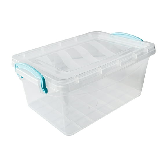 Contenedor de Plástico Transparente con Tapa y Asa con Cierre Clip, Recipiente Organizador Versátil Multiusos Transparente para Fácil Identificación, Capacidad 8.5 Litros