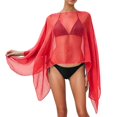 thumbnail image 2 of Fashion Solid Color Cover Up for Women Summer Loose Fit Flowy Sun Pullover Scarf Style Swimwear Swimwear Cover Up(Red.), 2 of 5