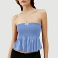 thumbnail image 2 of Ltctricy Strapless Babydoll Tops for Women Casual Pleated Solid Color Sleeveless Bandeau Peplum Tops Going out Tube Tops, 2 of 7