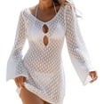 thumbnail image 1 of Vestido de playa de manga larga con escote en V y aberturas para mujer - Falda corta de protección solar para vacaciones, 1 of 8