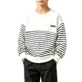 thumbnail image 6 of Atogsazn Toddler Boys Striped Sweater Kids Casual Oversized Long Sleeve Pullover Sweatshirt Fall Winter Tops White 5-6Years Fashion, 6 of 8