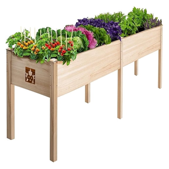 Raised Garden Bed with Legs 72x23x30 - Natural Cedar Wood Elevated Planter Box, Veggies, - 300lb Capacity - Natural