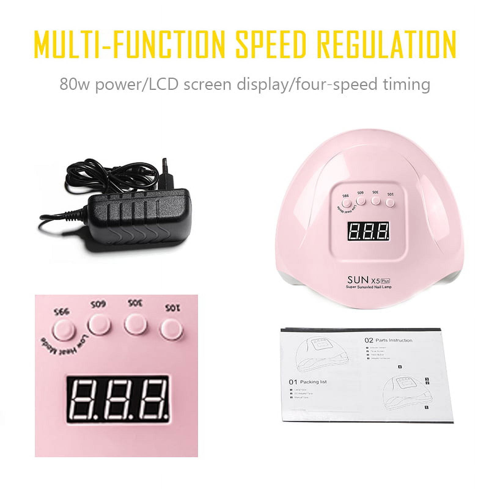 UV LED Nail Lamp,Nail Dryer LED UV Nail Light for Gels Polishes with Sensor 4 Timer PENGXIANG 80W SUN5 （Pink）