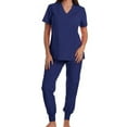 thumbnail image 3 of LSLJS Scrubs for Women Sets Nursing Uniform Stretch V-Neck Top Elastic Waist Jogger Pants, Soft Scrub Sets Solid Workwear, S-2XL, 3 of 4
