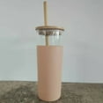 thumbnail image 3 of Cheers.US 500ml Glass Water Bottle with Straw and Lid,Bamboo Lids Water Tumbler, Iced Coffee Cup Reusable, Wide Mouth Smoothies Cup, 3 of 5