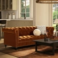 thumbnail image 2 of Alto 88" Chesterfield Sofa in Burnt Orange Performance Velvet | Hand-Tufted, Solid Hardwood Frame, Sinuous Springs | Luxurious 3-Seater for Living Room, Office, or Den, 2 of 8