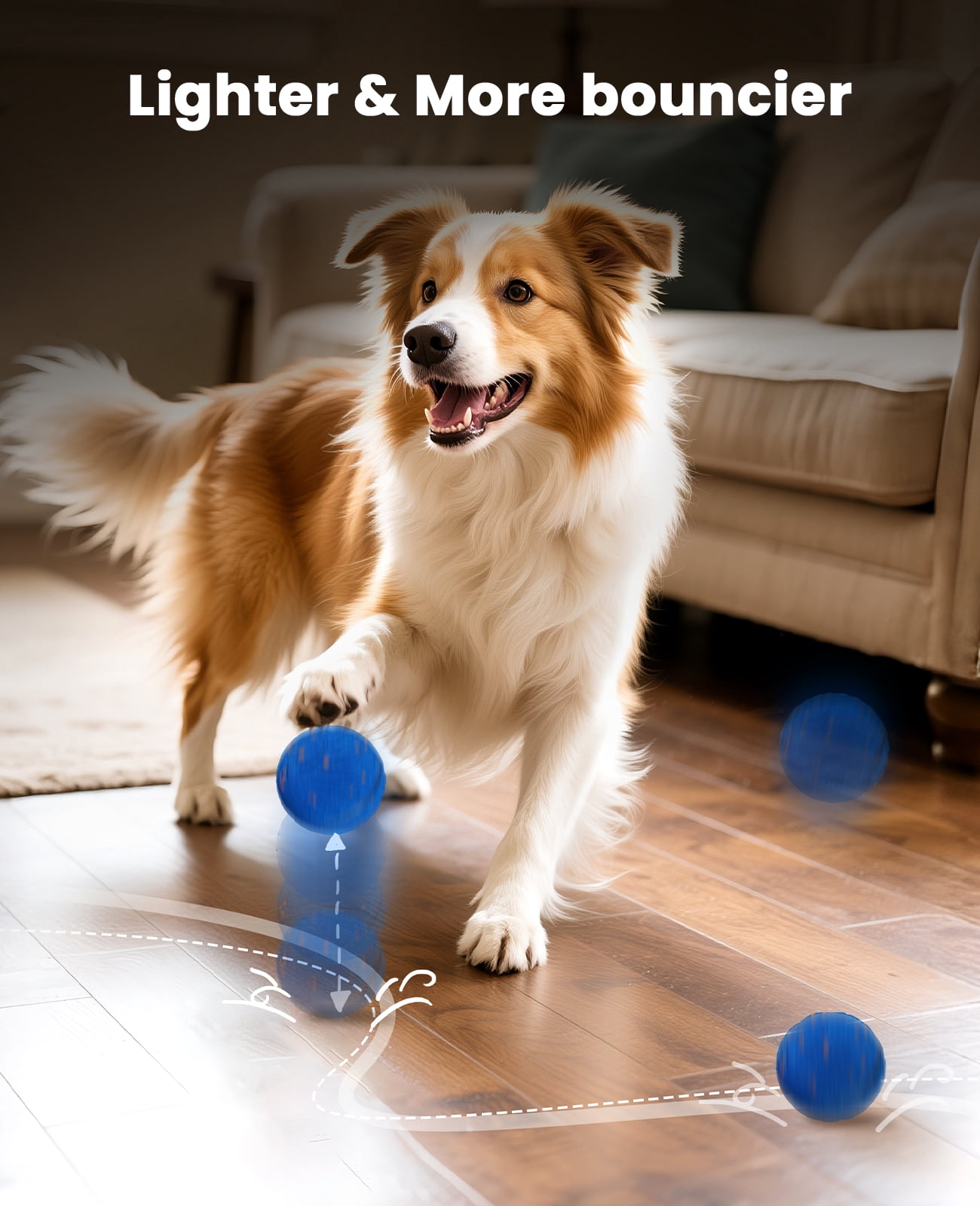 Xeuch Smart Interactive Dog Balls, Automatic Moving Ball for Medium and Large Dogs, ETPU New Material, Motion Activated Rolling & Rotating Bouncy Toy for Dog Enrichment & Stimulation, Blue