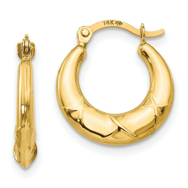 14k Yellow Gold X Hoop Earrings