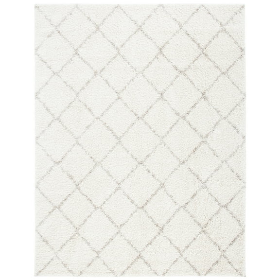 SAFAVIEH Arizona Wayra Geometric Shag Area Rug, Ivory/Beige, 10' x 14'