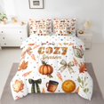 thumbnail image 3 of Manfei Autumn Cozy Season 7pcs Bedding Comforter Set,Cute Bowtie Bowknot Queen Bedding Sets,Brown Autumn Pumpkin Maples Queen Sheet Sets For Adults,Luxury Bedroom Decor Reversible, 3 of 9