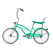 Wonder Wheels 20 Inch Beach Cruiser Lowrider Coaster Brake Single Speed Bicycle, Bike With Banana Seat Stainless Steel Spokes One Piece Crank Alloy Rims 36 H - Mint Green