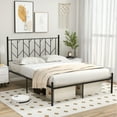 thumbnail image 1 of Costway Queen Size Metal Platform Bed Frame Vintage Headboard Mattress Foundation Black, 1 of 10
